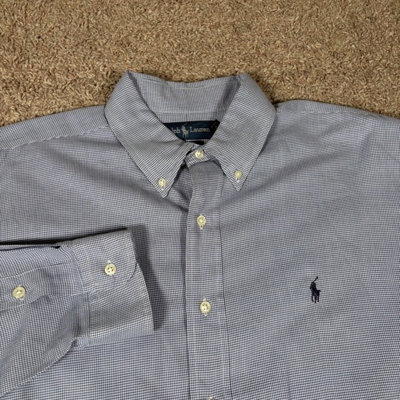 Ralph Lauren Blake Blue Gingham Check Button Down Long Sleeve Shirt XL - Picture 1 of 8